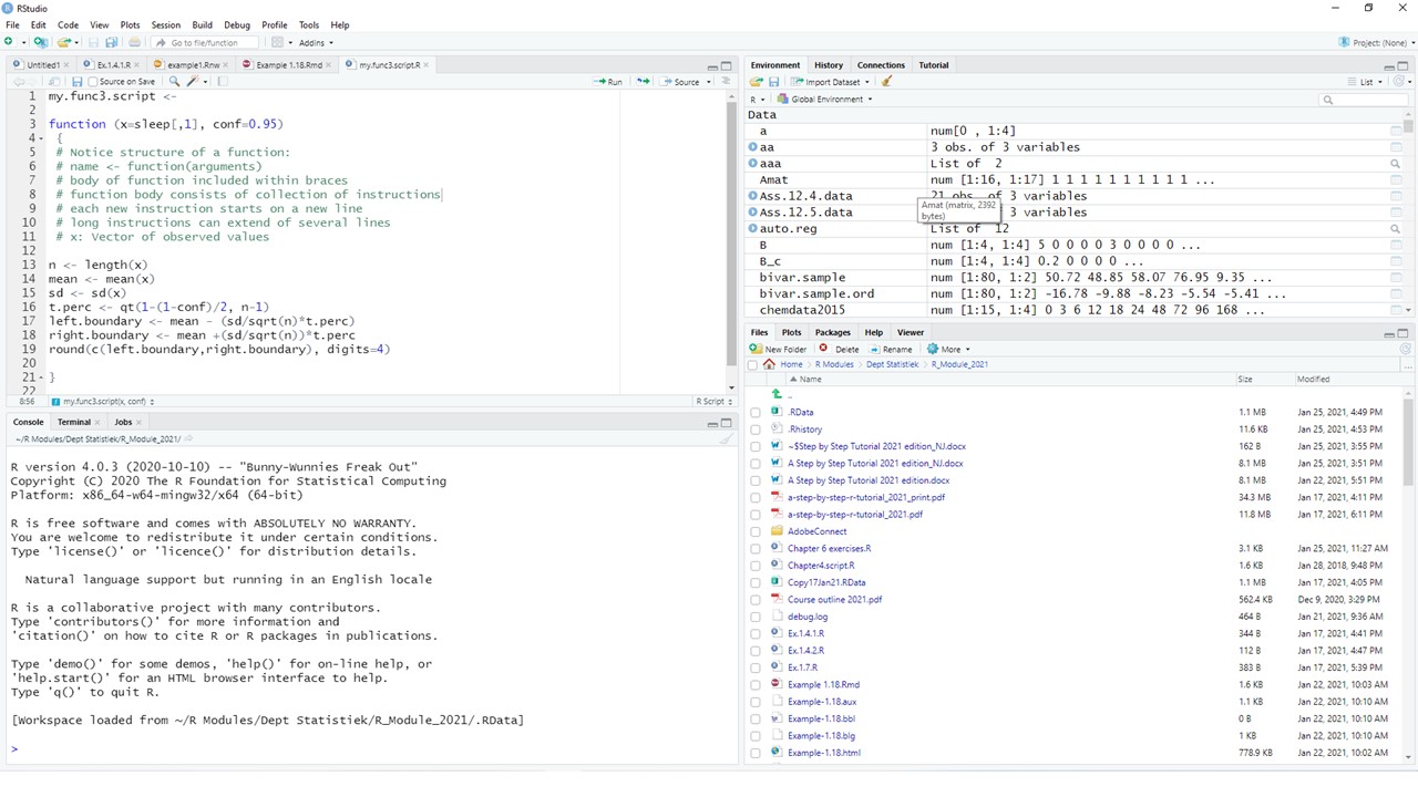 The RStudio development environment for R.